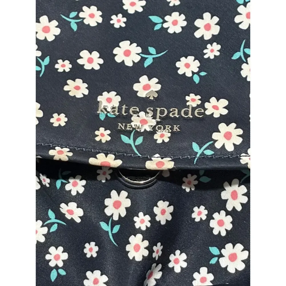Kate Spade Floral Backpack Navy Daisy Print Nylon Drawstring Travel Bag